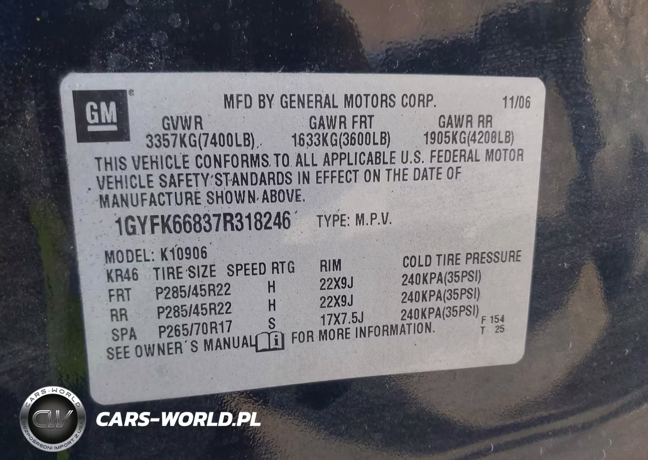 2007 Cadillac Escalade Esv Standard VIN:1GYFK66837R318246 - 9