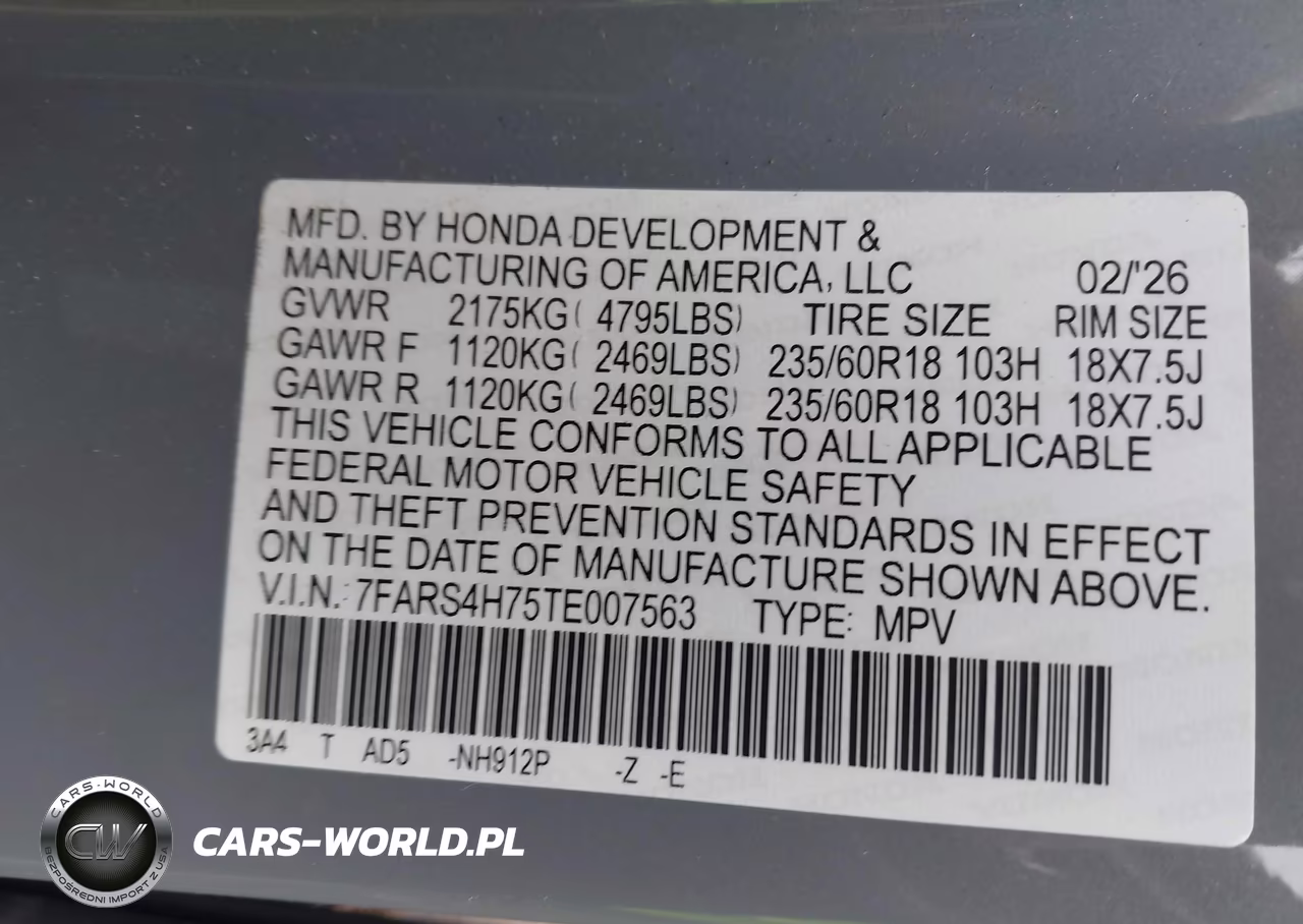 2026 Honda Cr-V Ex-L Awd VIN:7FARS4H75TE007563 - 9