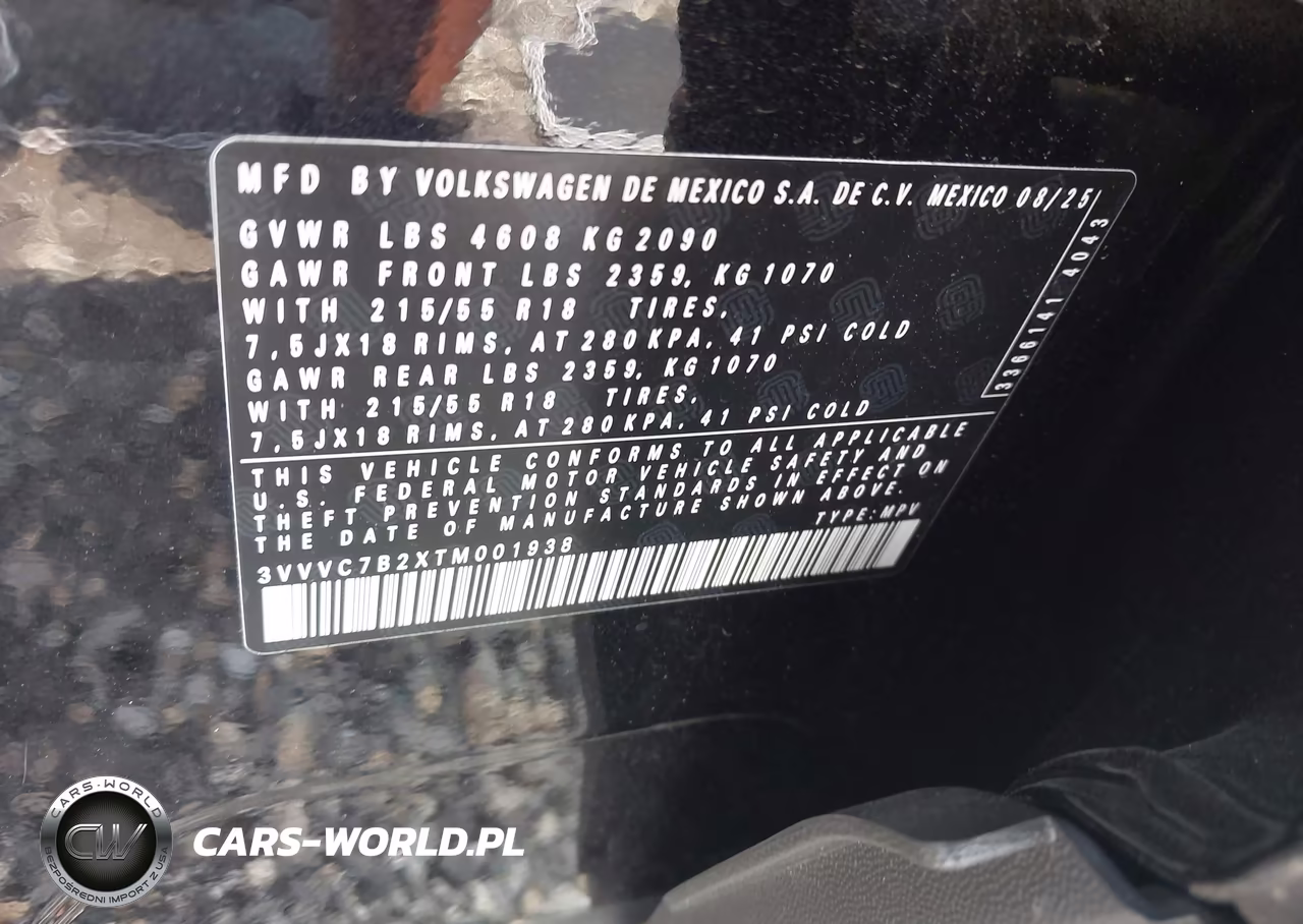 2026 Volkswagen Taos Se VIN:3VVVC7B2XTM001938 - 9