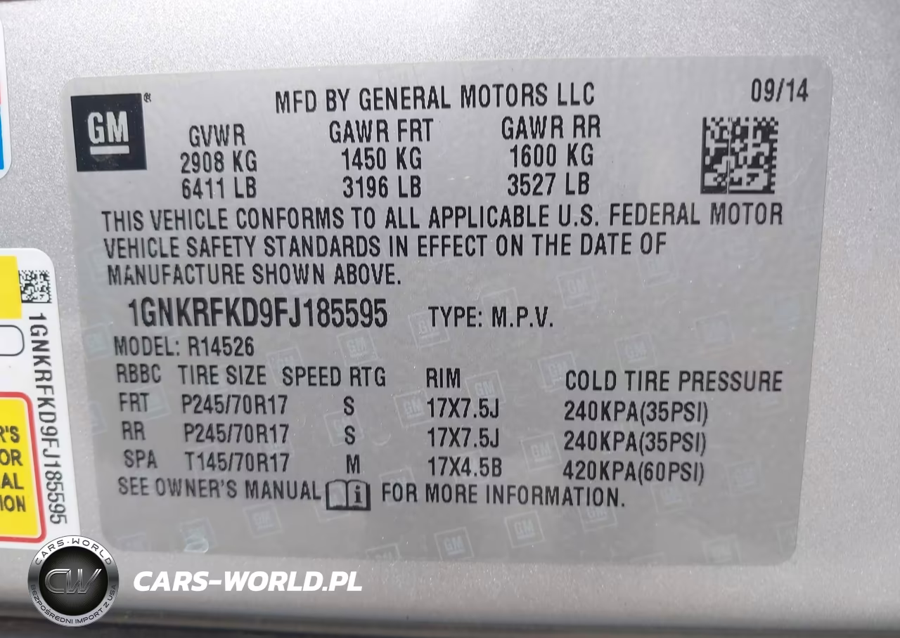 2015 Chevrolet Traverse Ls VIN:1GNKRFKD9FJ185595 - 9