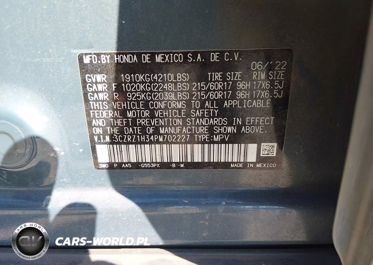 2023 Honda Hr-V 2Wd Lx VIN:3CZRZ1H34PM702227 - 9
