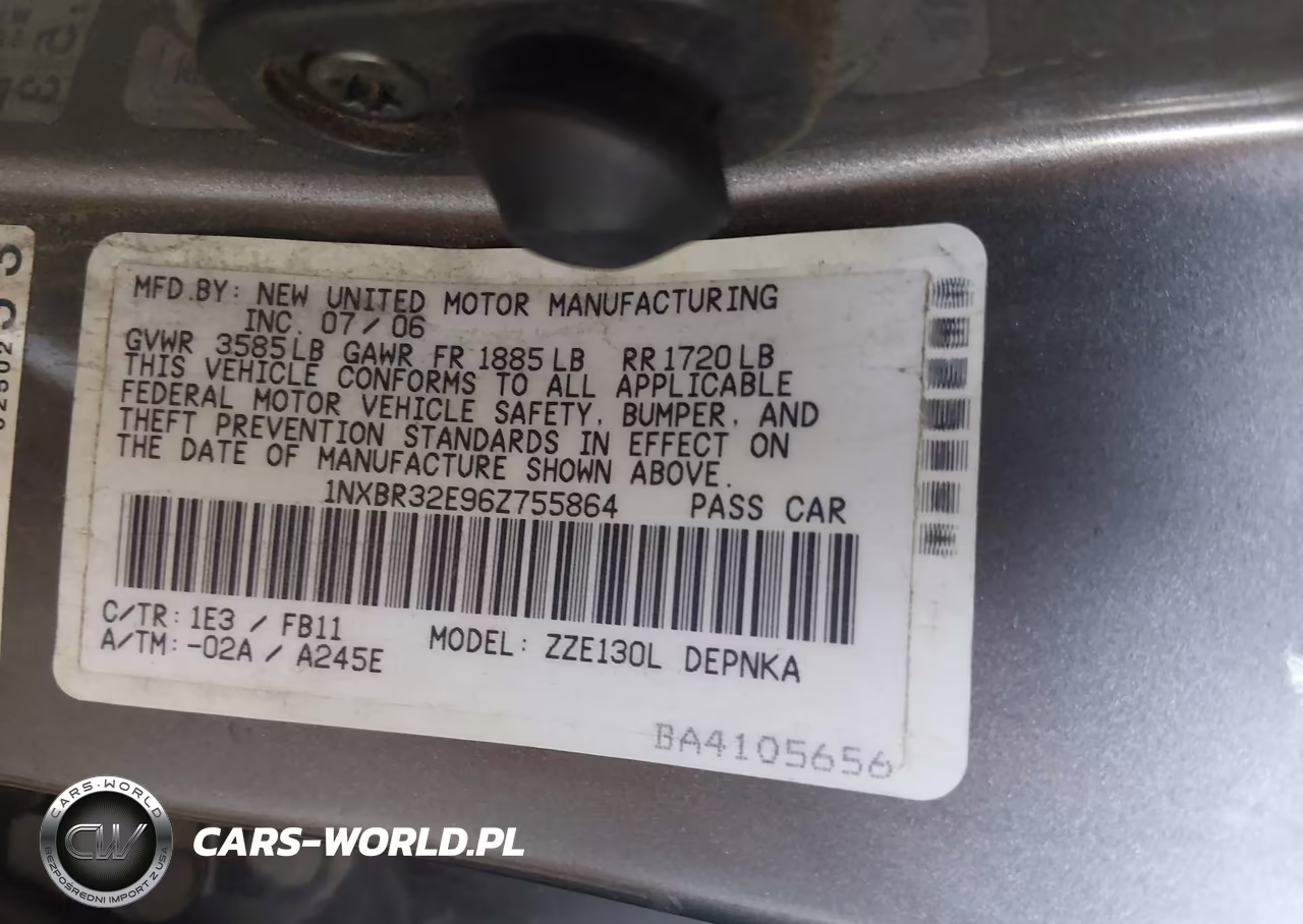 2006 Toyota Corolla Le VIN:1NXBR32E96Z755864 - 9
