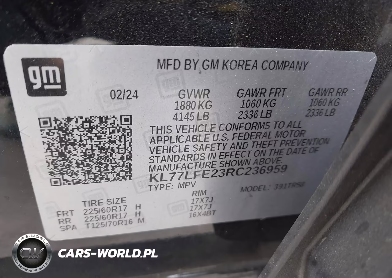 2024 Chevrolet Trax Fwd Sp VIN:KL77LFE23RC236959 - 9