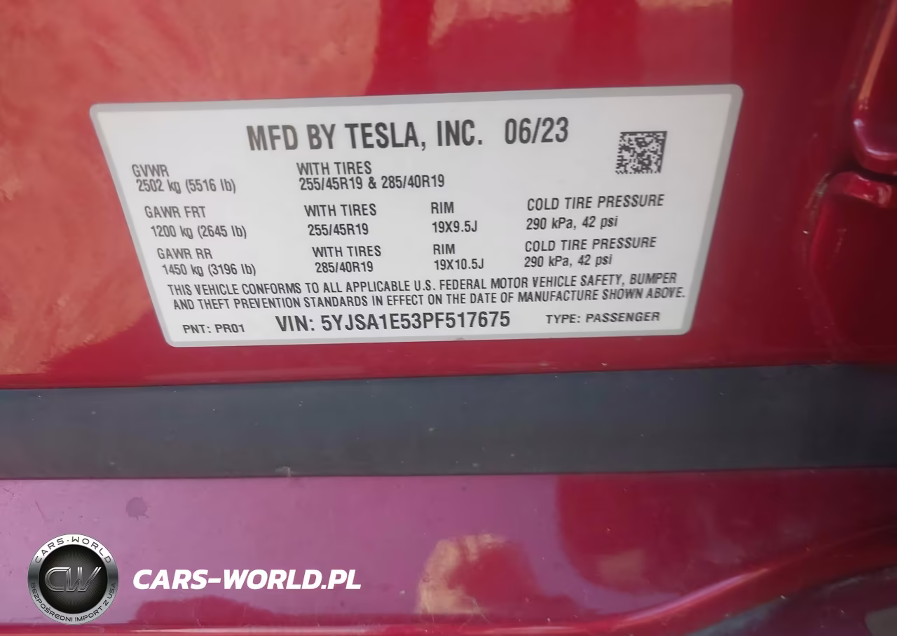 2023 Tesla Model S Dual Motor All-Wheel Drive-Standard Range VIN:5YJSA1E53PF517675 - 9