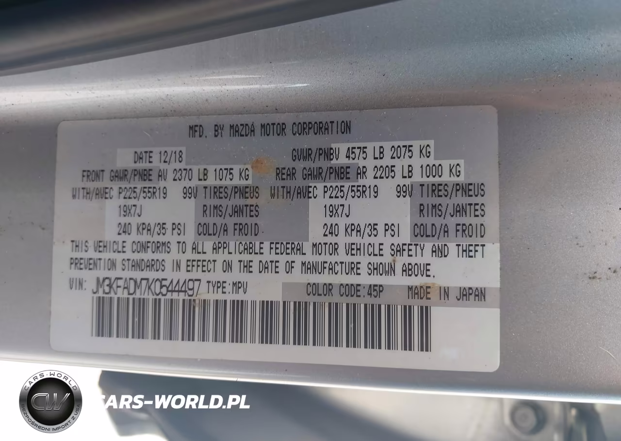 2019 Mazda Cx-5 Grand Touring VIN:JM3KFADM7K0544497 - 9