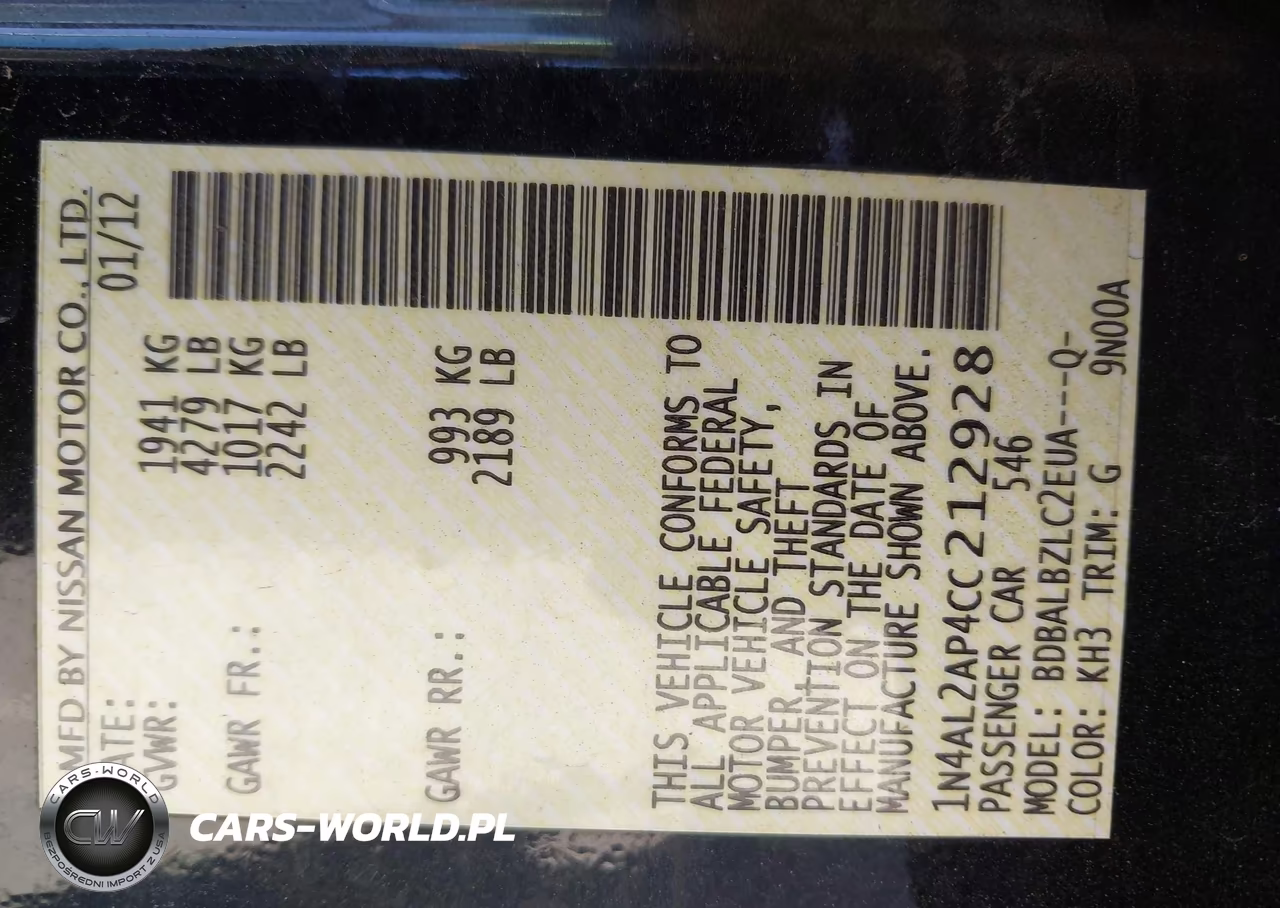 2012 Nissan Altima 2.5 S VIN:1N4AL2AP4CC212928 - 9