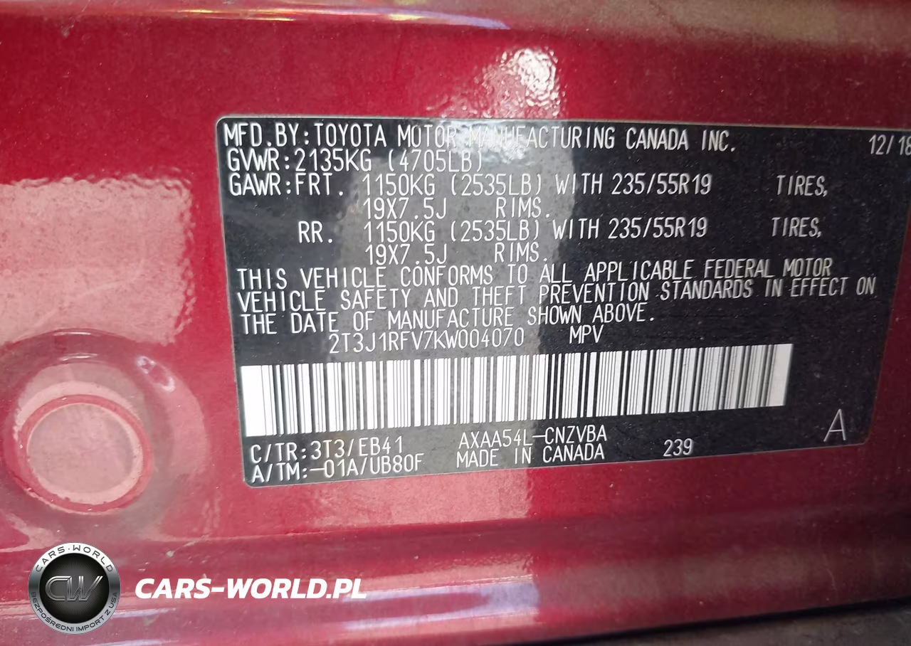 2019 Toyota Rav4 Adventure VIN:2T3J1RFV7KW004070 - 9