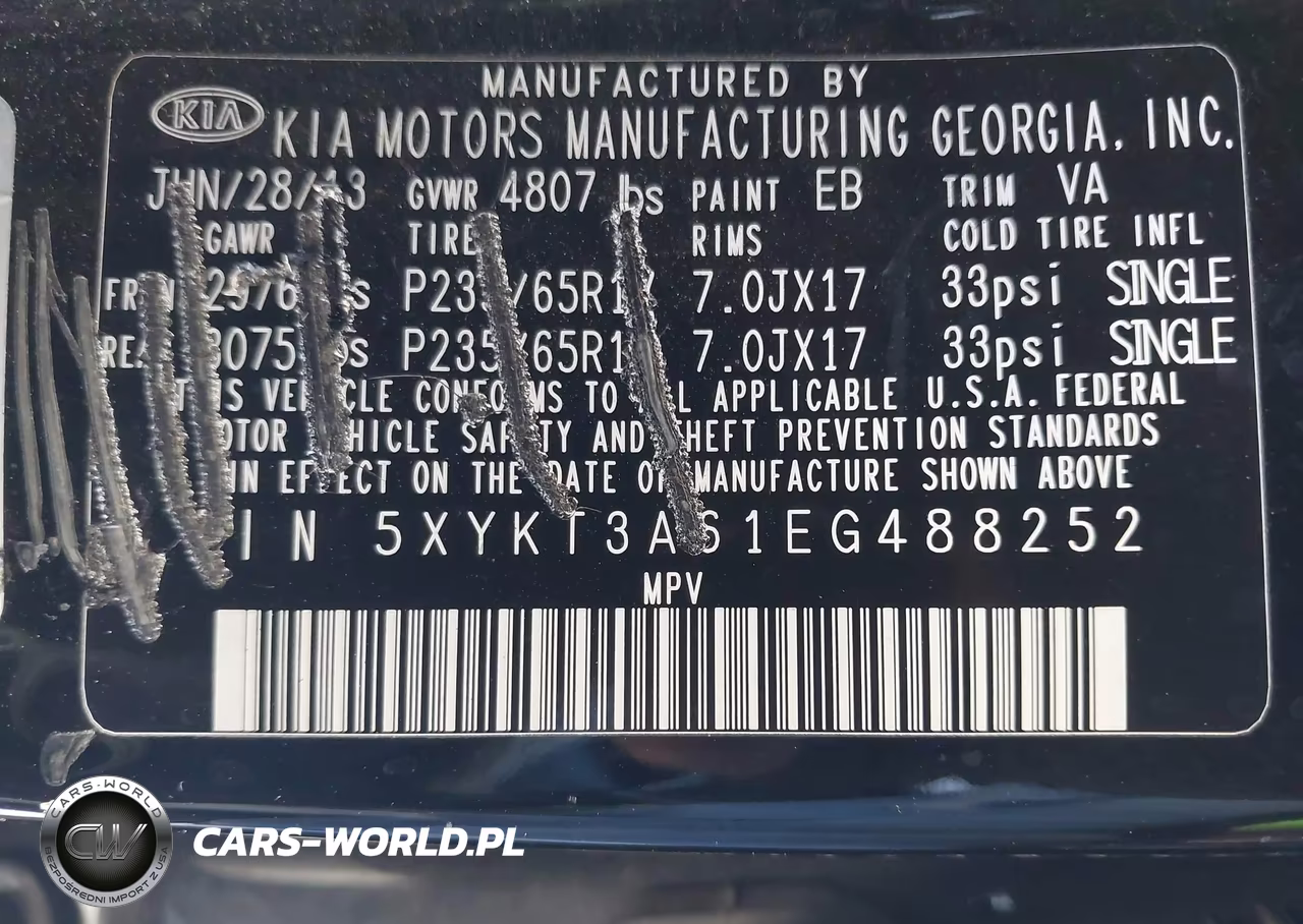 2014 Kia Sorento Lx VIN:5XYKT3A61EG488252 - 9