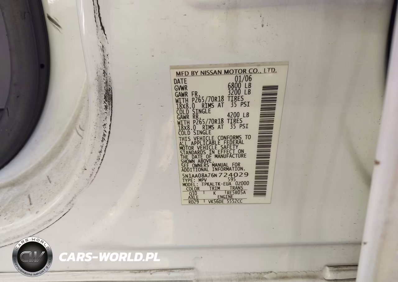 2006 Nissan Armada Se VIN:5N1AA08A76N724029 - 9