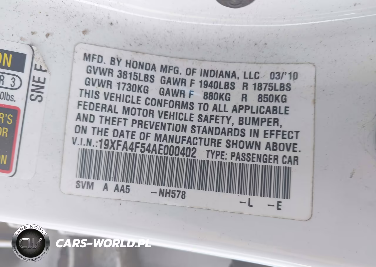 2010 Honda Civic Gx VIN:19XFA4F54AE000402 - 9