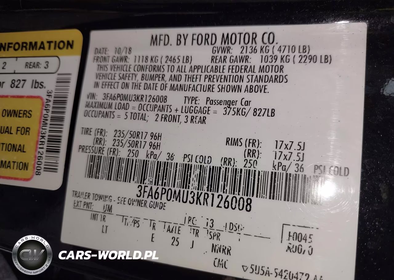 2019 Ford Fusion Hybrid Sel VIN:3FA6P0MU3KR126008 - 9