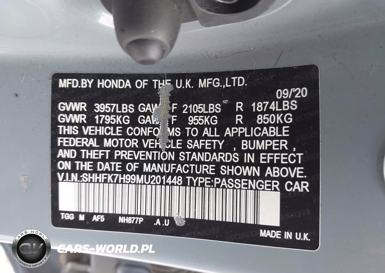2021 Honda Civic Sport Touring VIN:SHHFK7H99MU201448 - 9