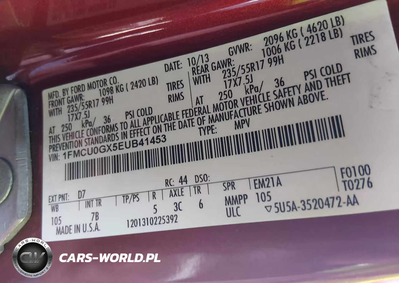 2014 Ford Escape Se VIN:1FMCU0GX5EUB41453 - 9