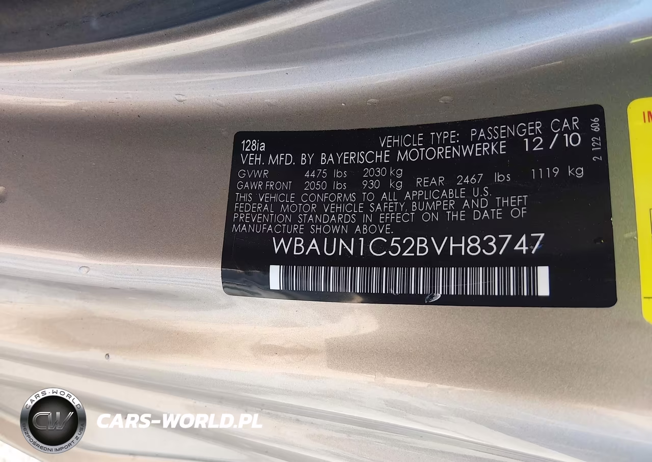 2011 BMW 128I VIN:WBAUN1C52BVH83747 - 9