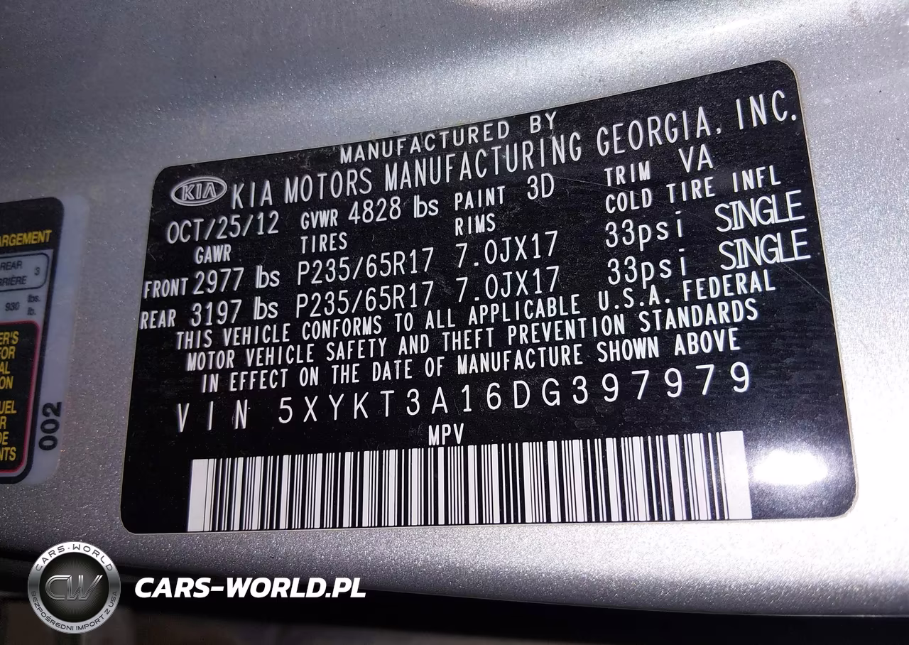 2013 Kia Sorento Lx VIN:5XYKT3A16DG397979 - 9