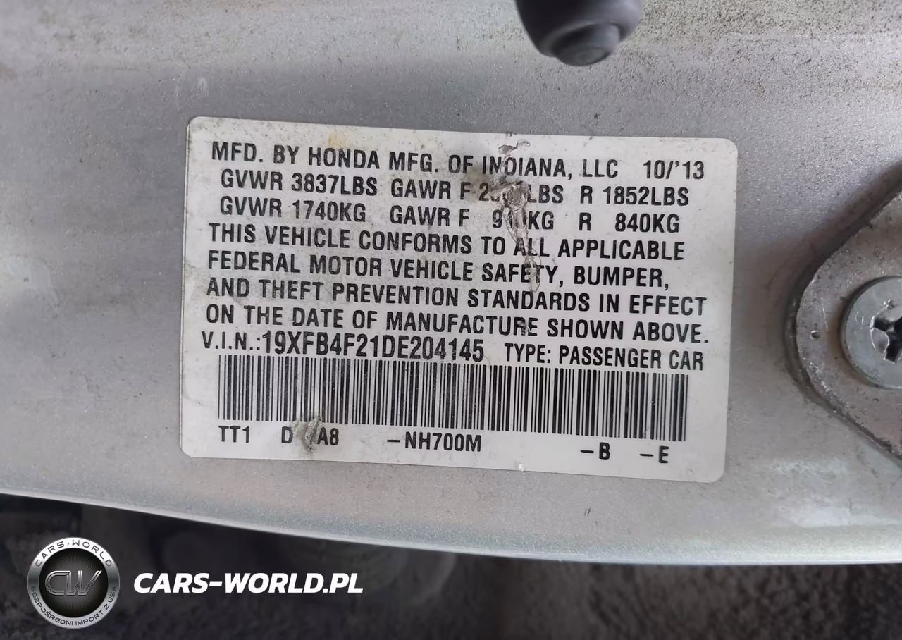 2013 Honda Civic Hybrid VIN:19XFB4F21DE204145 - 9