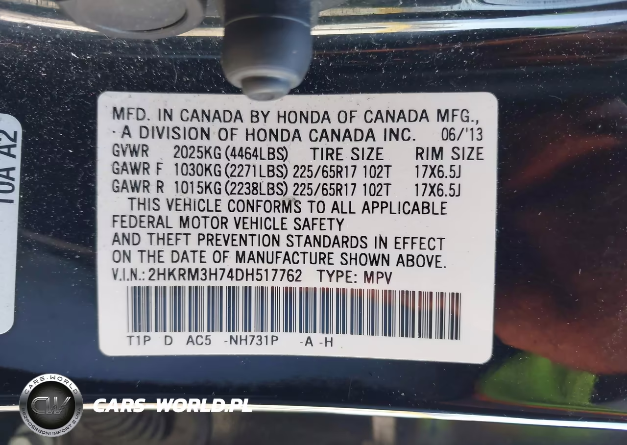 2013 Honda Cr-V Ex-L VIN:2HKRM3H74DH517762 - 9
