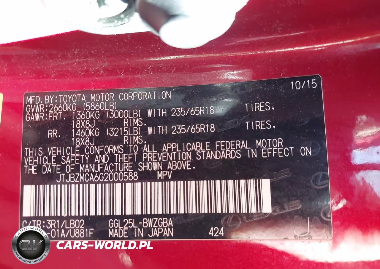 2016 Lexus Rx 350 VIN:JTJBZMCA6G2000588 - 9