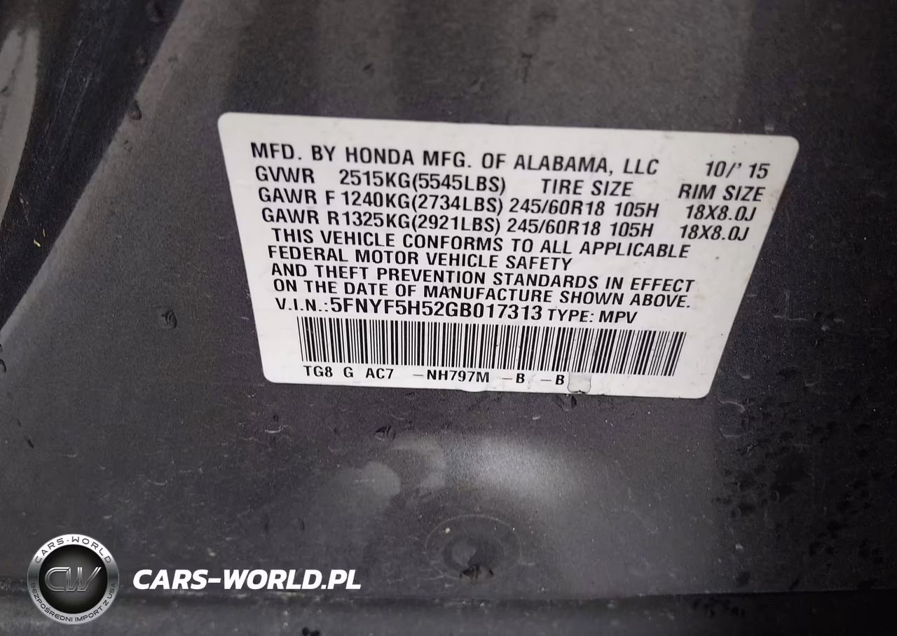 2016 Honda Pilot Ex-L VIN:5FNYF5H52GB017313 - 9