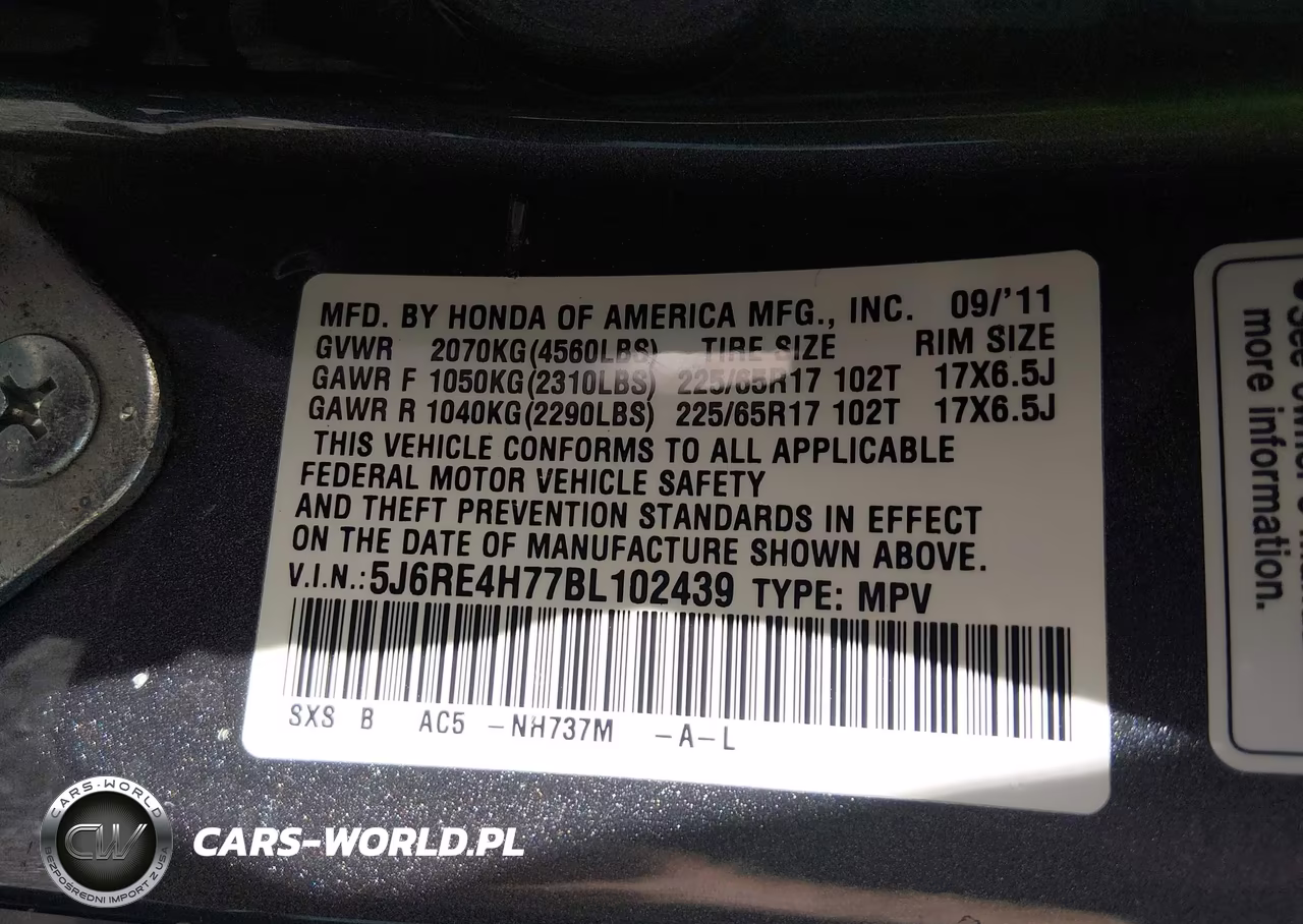 2011 Honda Cr-V Ex-L VIN:5J6RE4H77BL102439 - 9