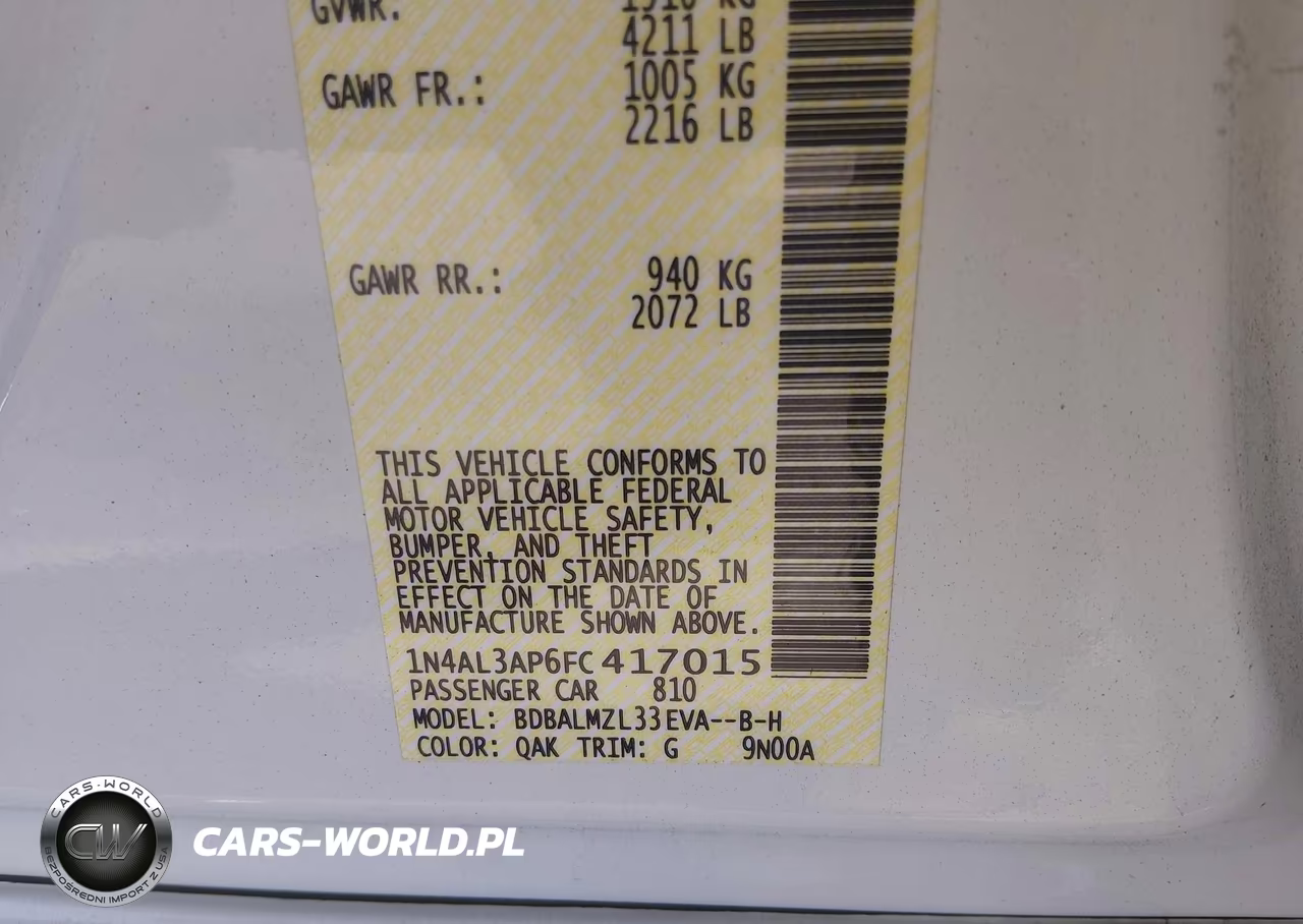 2015 Nissan Altima 2.5 Sv VIN:1N4AL3AP6FC417015 - 9