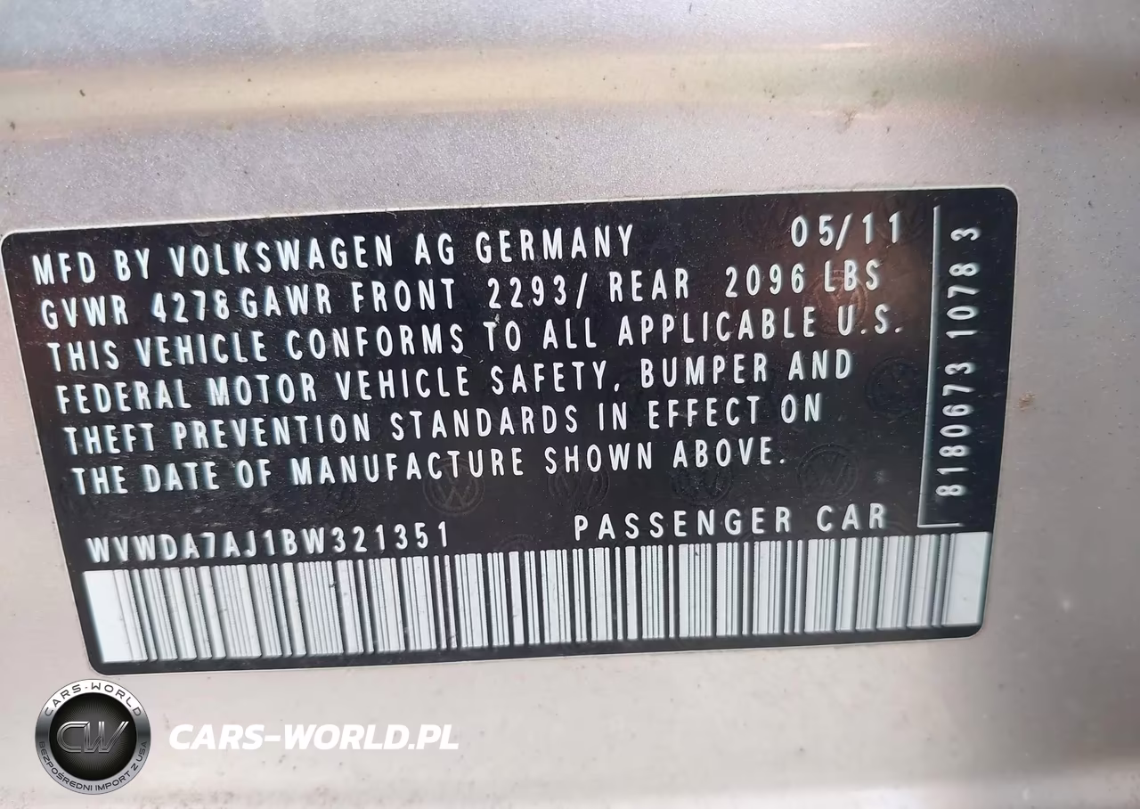 2011 Volkswagen Golf 2.5L 4-Door VIN:WVWDA7AJ1BW321351 - 9