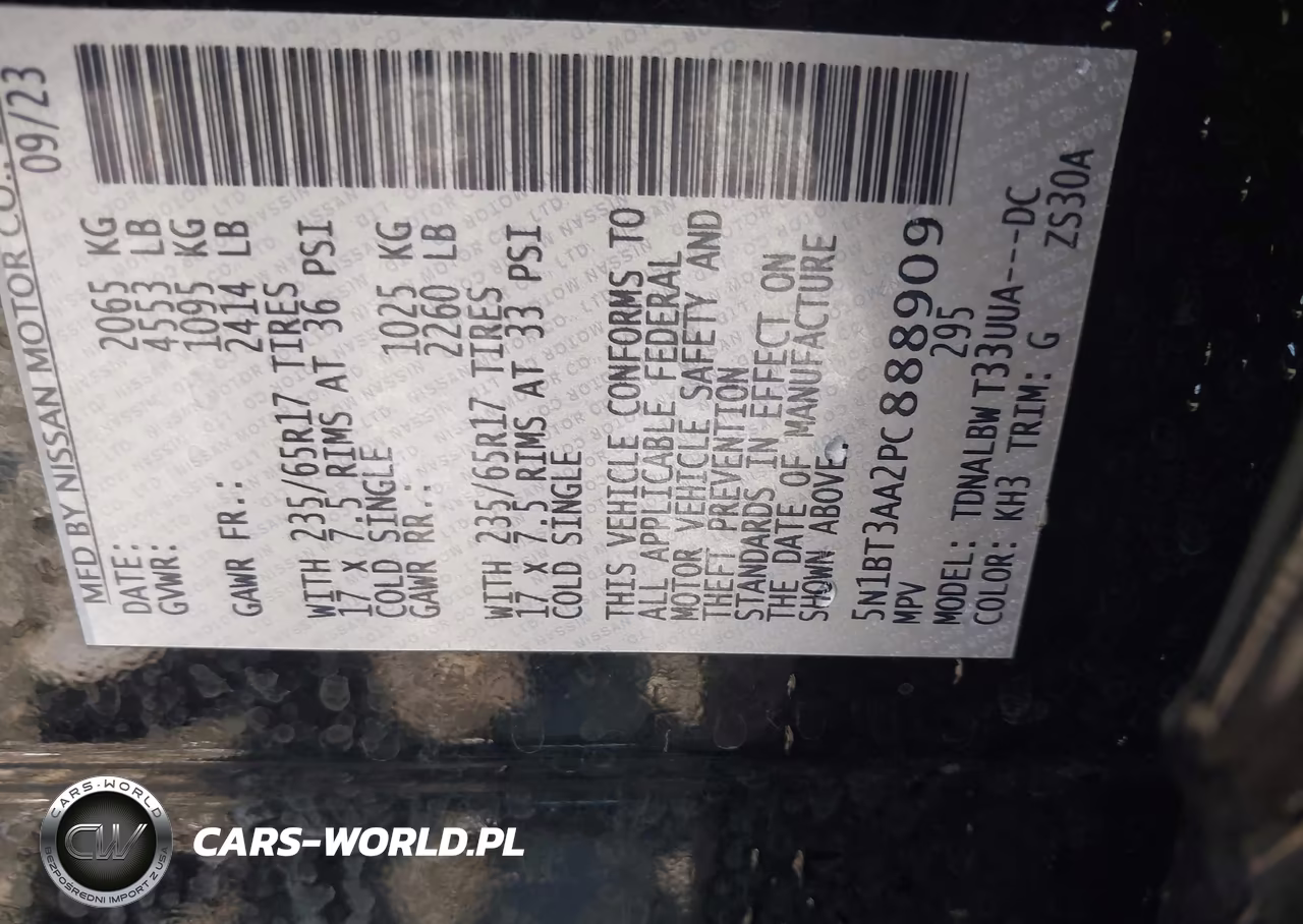 2023 Nissan Rogue S Fwd VIN:5N1BT3AA2PC888909 - 9