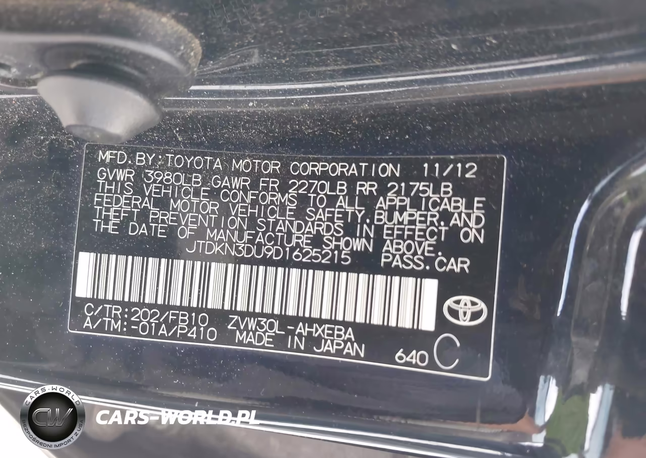 2013 Toyota Prius Two VIN:JTDKN3DU9D1625215 - 9