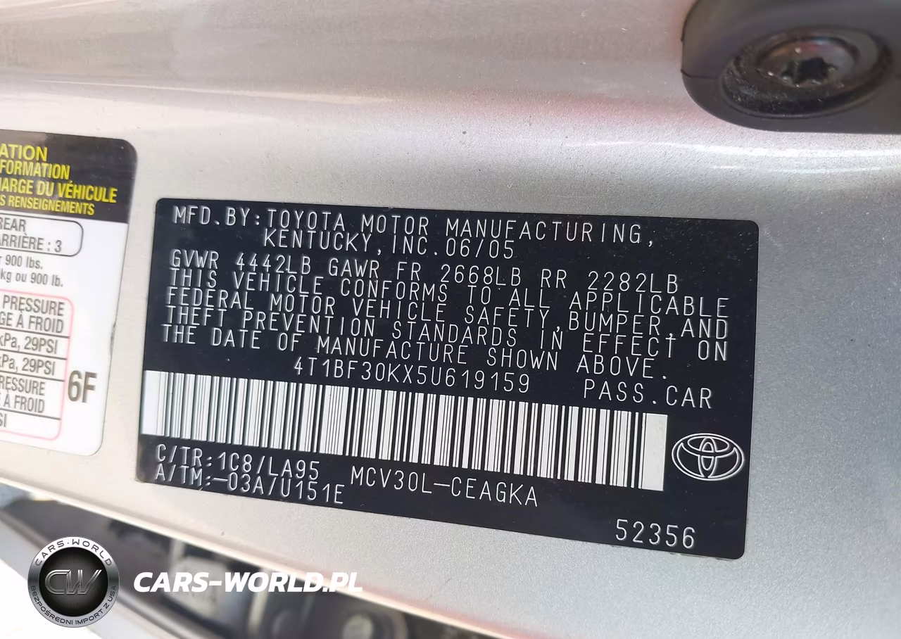 2005 Toyota Camry Xle V6 VIN:4T1BF30KX5U619159 - 9