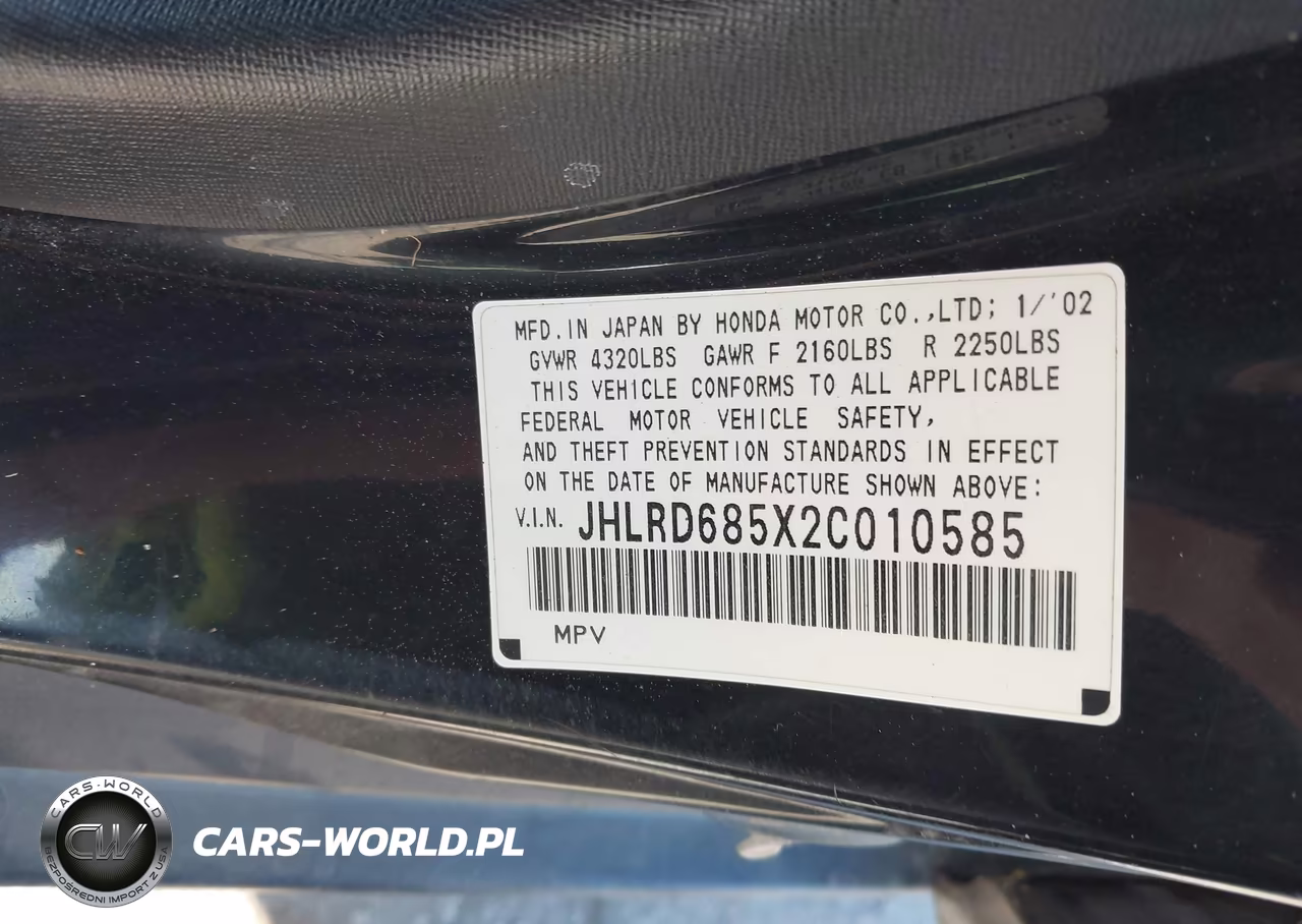 2002 Honda Cr-V Lx VIN:JHLRD685X2C010585 - 9