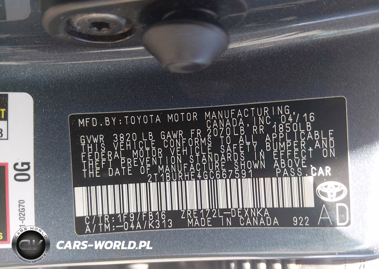 2016 Toyota Corolla Le VIN:2T1BURHE4GC667591 - 9