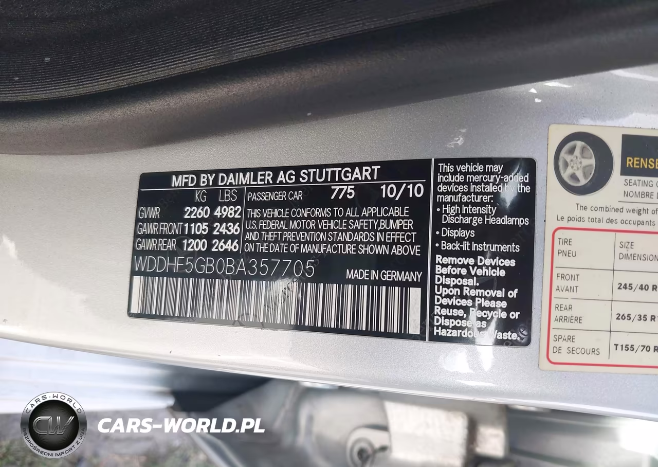 2011 Mercedes-Benz E 350 VIN:WDDHF5GB0BA357705 - 9