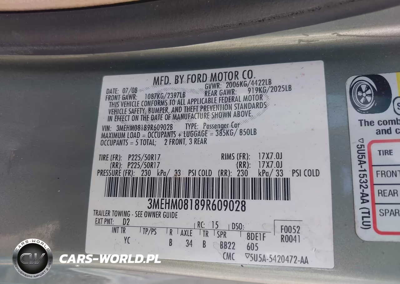2009 Mercury Milan V6 Premier VIN:3MEHM08189R609028 - 9