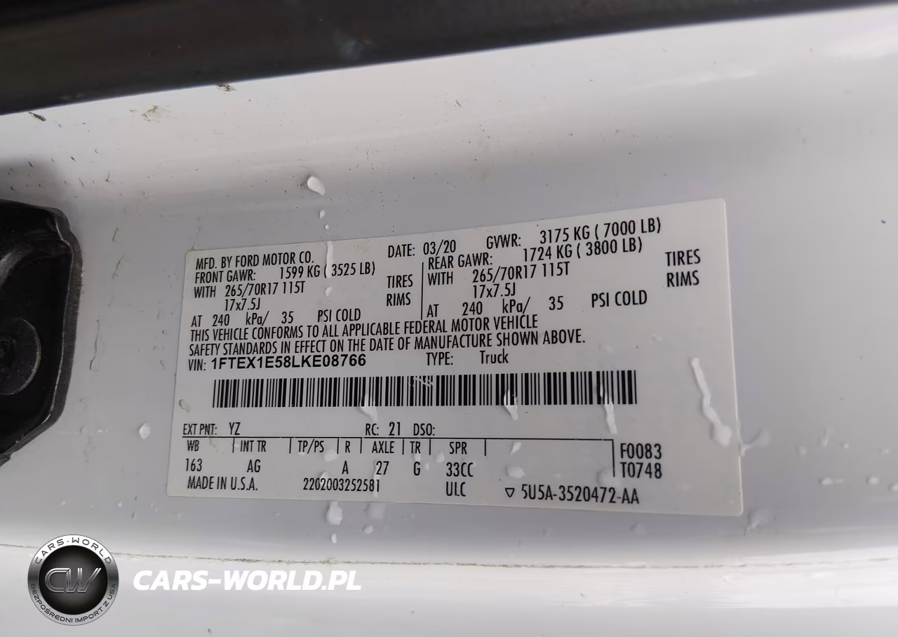 2020 Ford F-150 Xl VIN:1FTEX1E58LKE08766 - 9