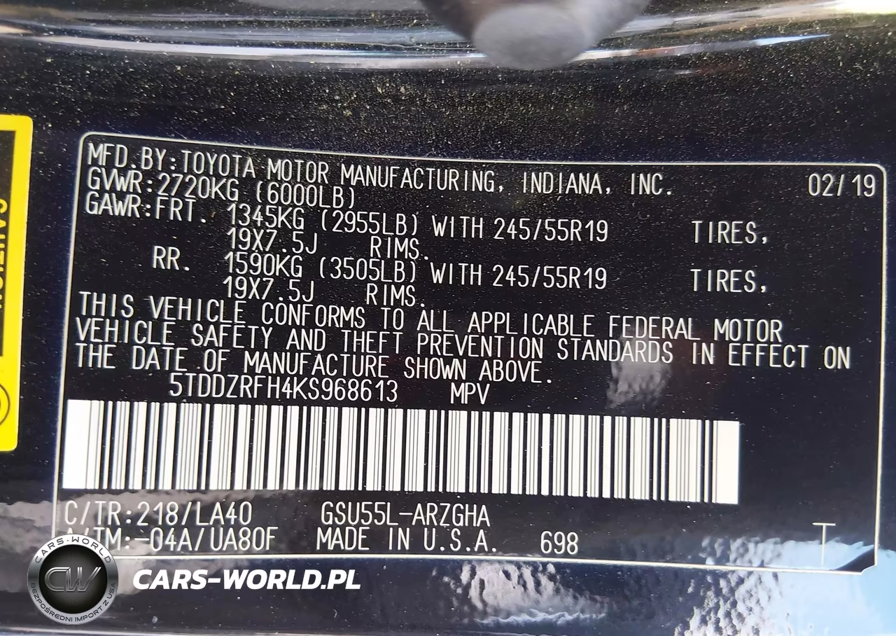 2019 Toyota Highlander Limited Platinum VIN:5TDDZRFH4KS968613 - 9