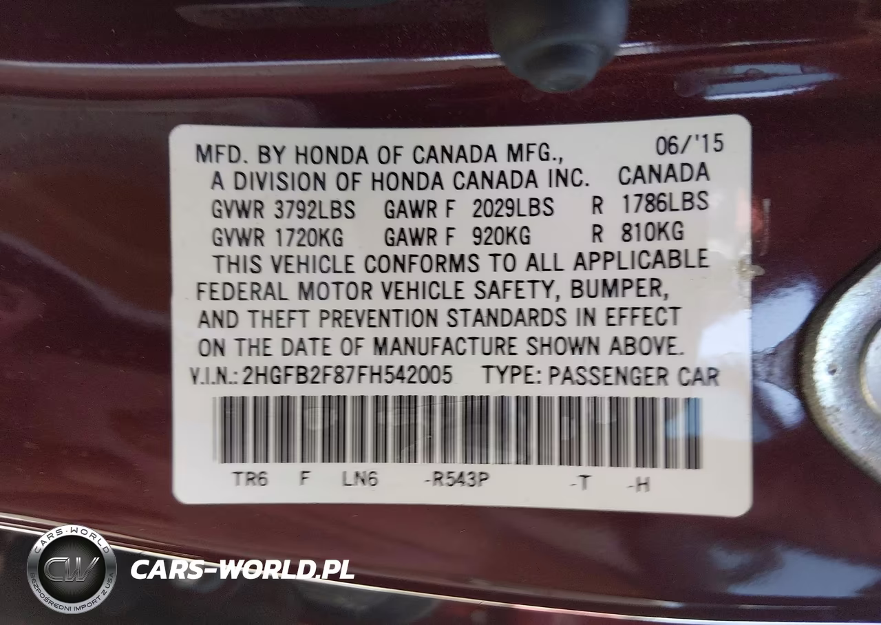 2015 Honda Civic Ex VIN:2HGFB2F87FH542005 - 9