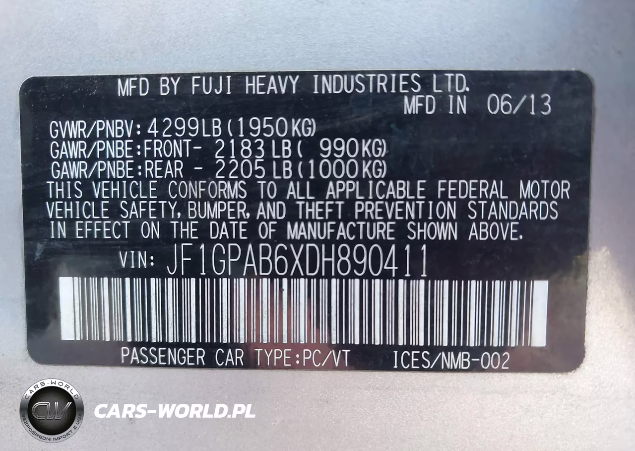2013 Subaru Impreza 2.0I Premium VIN:JF1GPAB6XDH890411 - 9