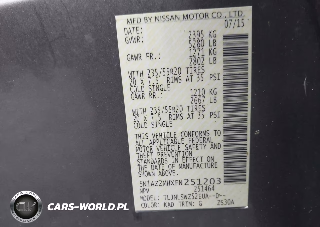 2015 Nissan Murano Platinum VIN:5N1AZ2MHXFN251203 - 9