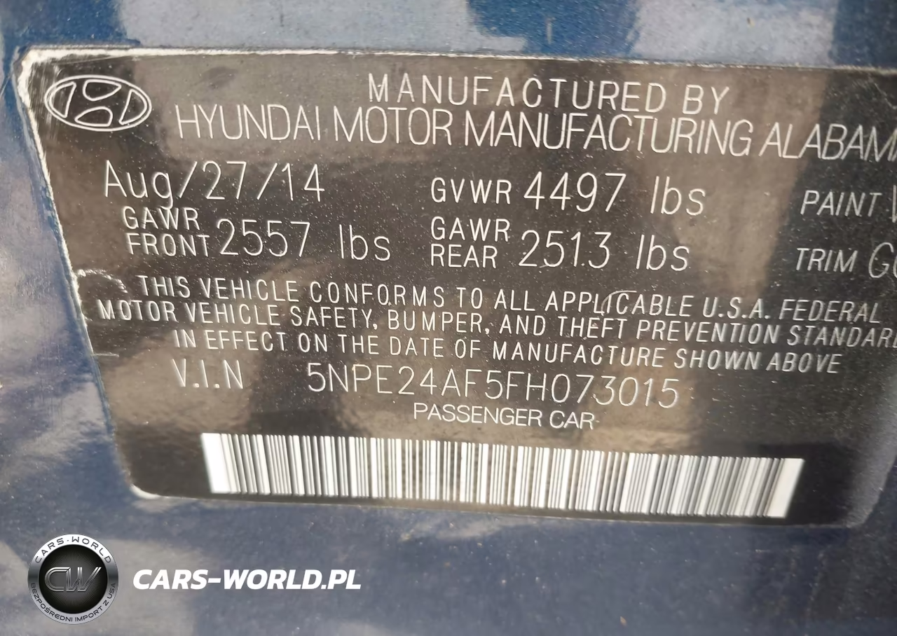 2015 Hyundai Sonata Se VIN:5NPE24AF5FH073015 - 9