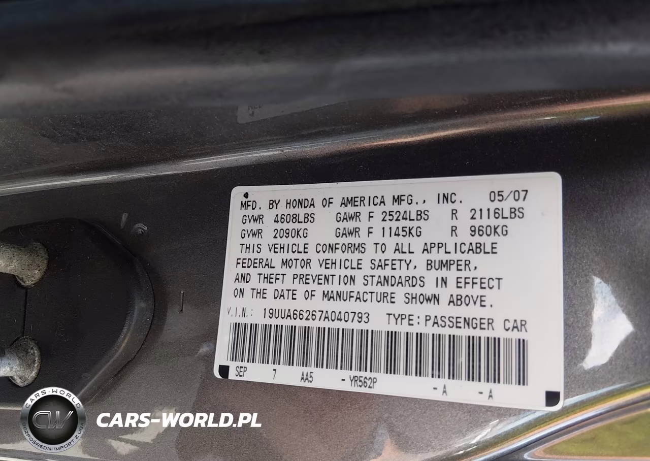 2007 Acura Tl 3.2 VIN:19UUA66267A040793 - 9