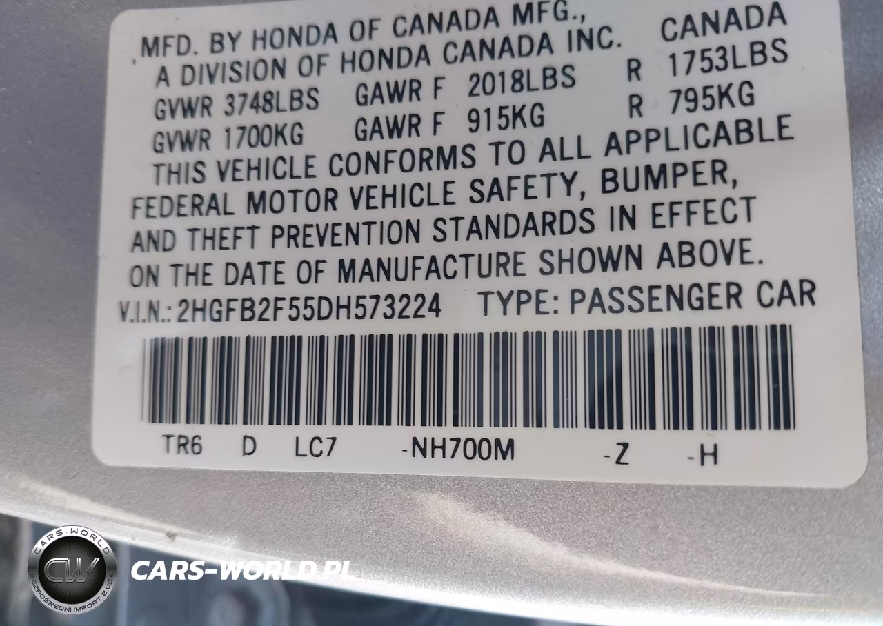 2013 Honda Civic Lx VIN:2HGFB2F55DH573224 - 9