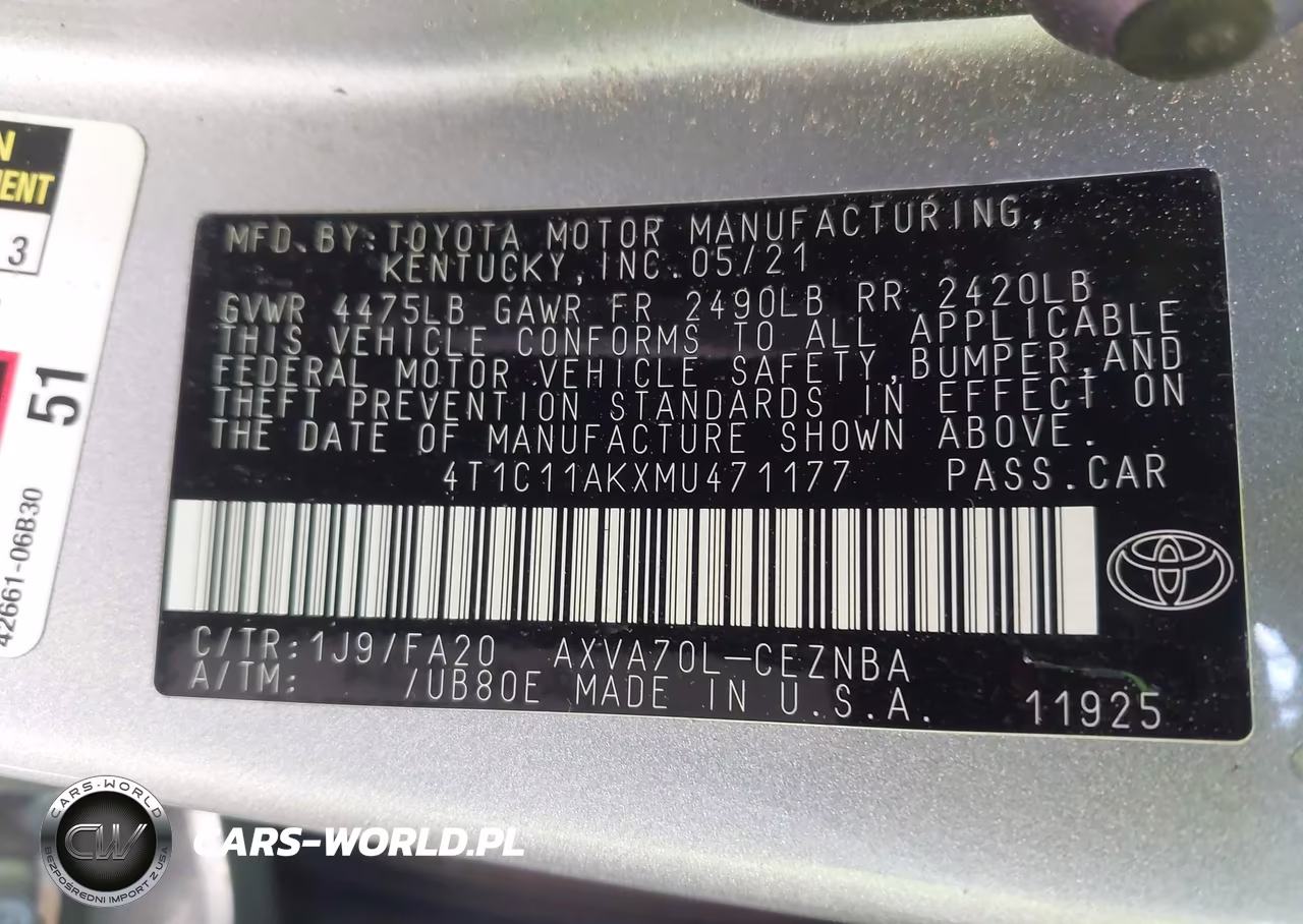 2021 Toyota Camry Le VIN:4T1C11AKXMU471177 - 9
