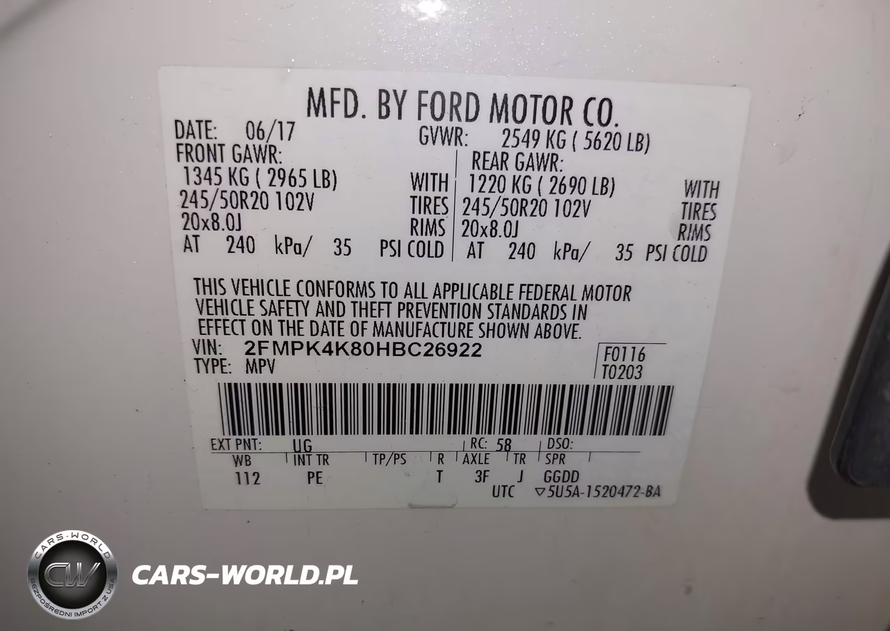 2017 Ford Edge Titanium VIN:2FMPK4K80HBC26922 - 9