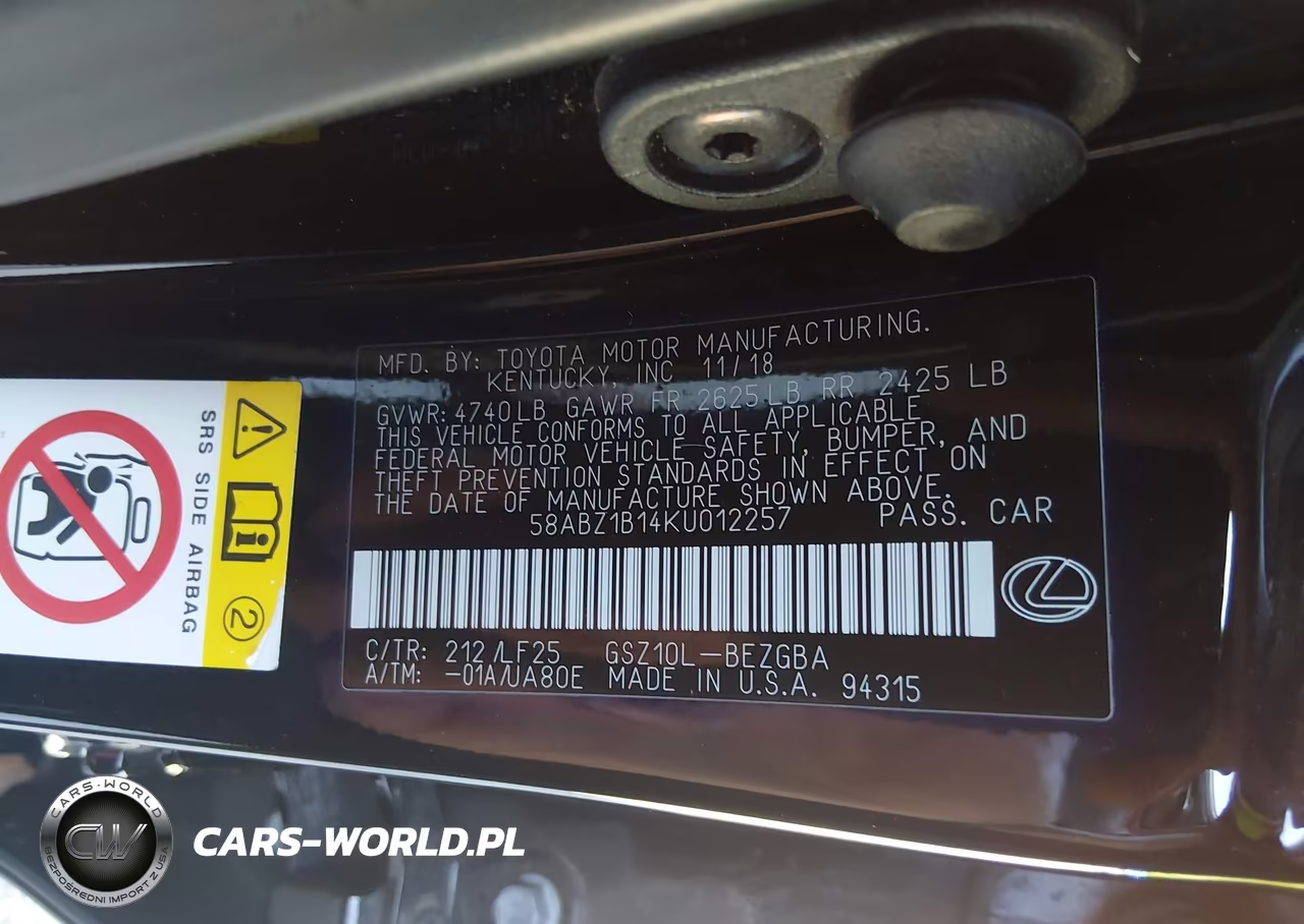 2019 Lexus Es 350 F Sport VIN:58ABZ1B14KU012257 - 9
