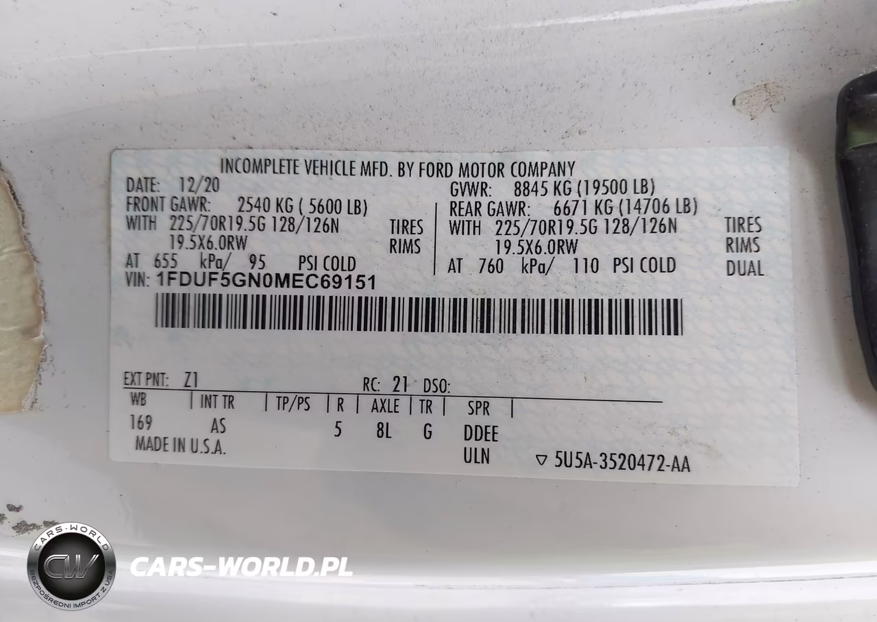 2021 Ford F-550 Chassis Xl VIN:1FDUF5GN0MEC69151 - 8