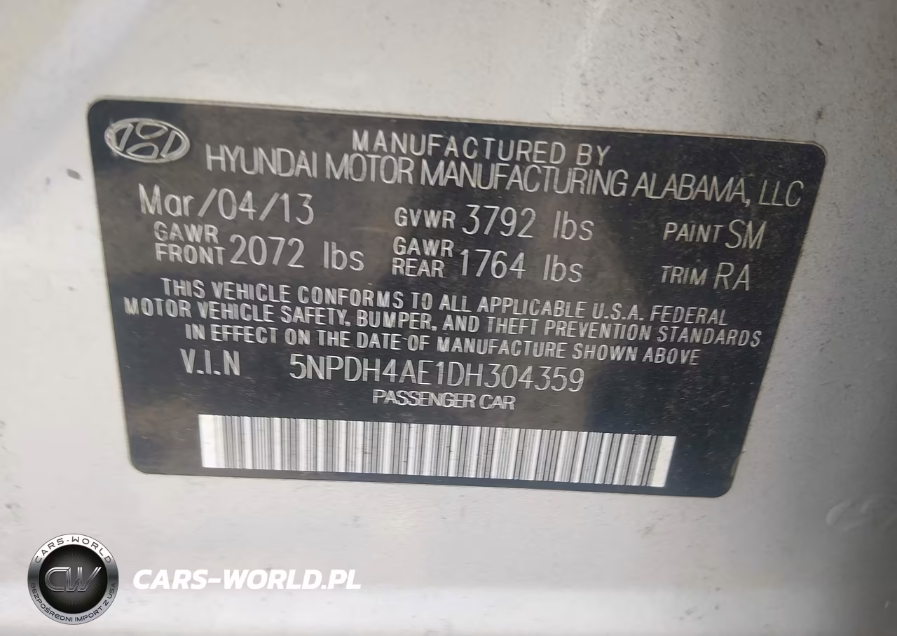 2013 Hyundai Elantra Gls VIN:5NPDH4AE1DH304359 - 9