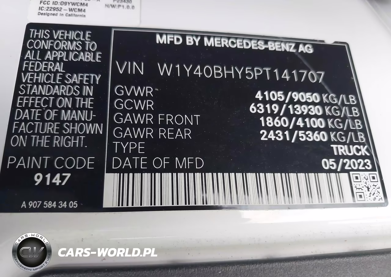 2023 Mercedes-Benz Sprinter 2500 Standard Roof 4-Cyl Gas VIN:W1Y40BHY5PT141707 - 9