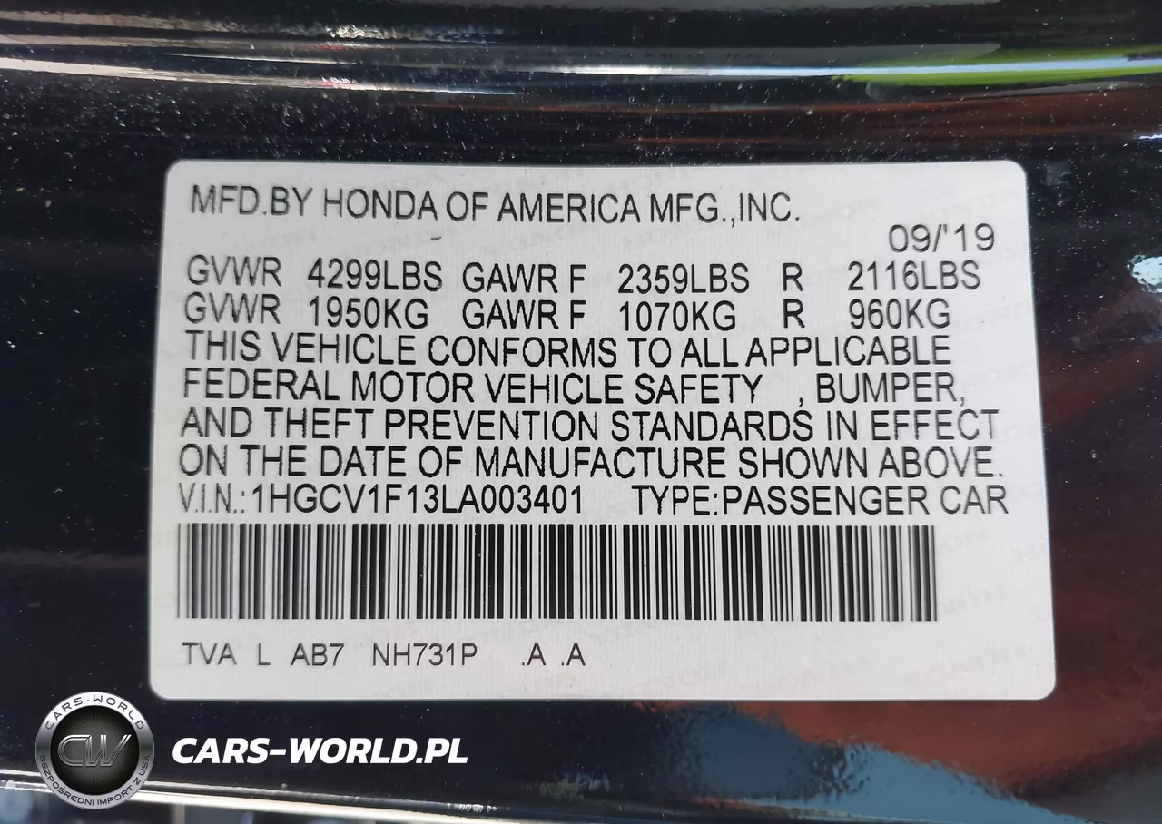 2020 Honda Accord Lx VIN:1HGCV1F13LA003401 - 9