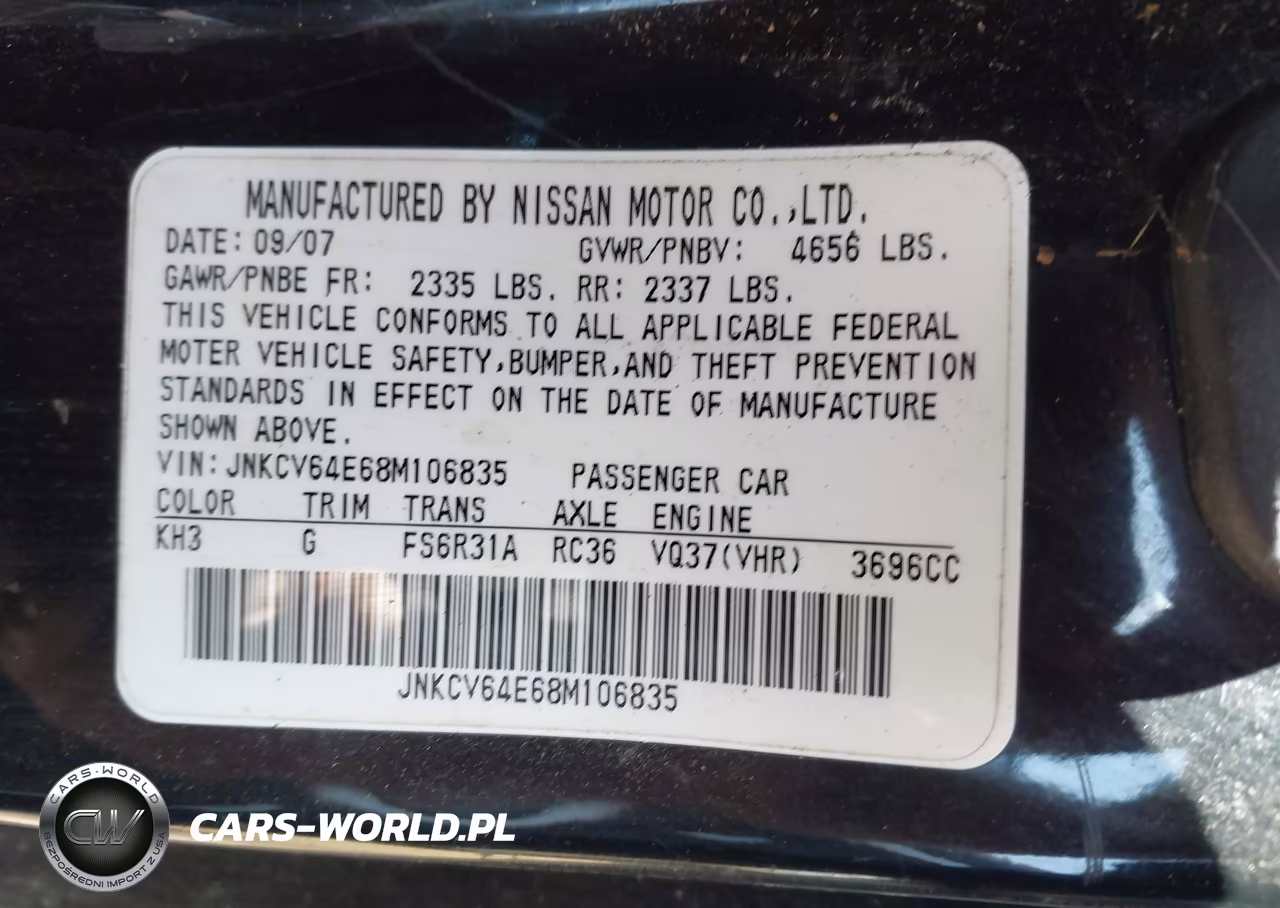 2008 Infiniti G37 Sport VIN:JNKCV64E68M106835 - 9
