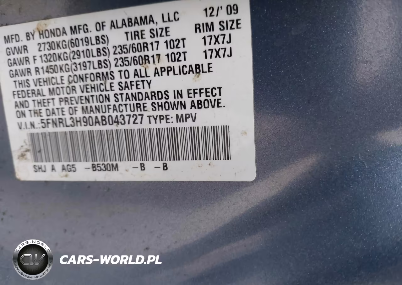 2010 Honda Odyssey Touring VIN:5FNRL3H90AB043727 - 9
